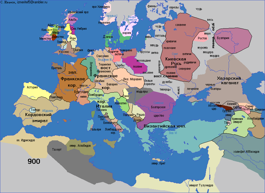 Карта европы 1400г