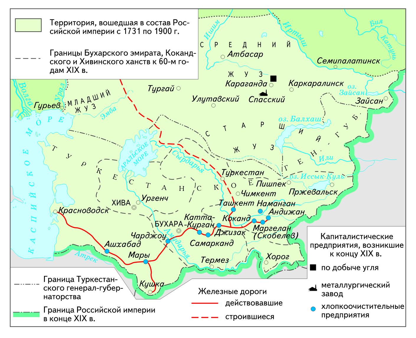 Завоевание средней азии карта