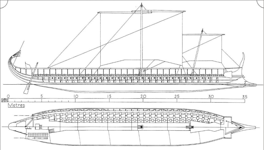 Греческая бирема чертежи