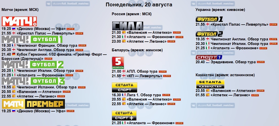 Сетанта спорт 1 программа передач на сегодня